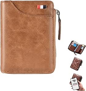 2023 New Multi-Functional RFID Blocking Waterproof Durable PU Leather Wallet, Large Capacity Zipper Wallets for Men Holds 1-14 Cards, Soft Slim Genuine Leather RFID Blocking Wallet Technology (KHAKI)