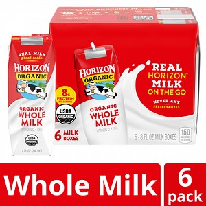 Horizon Organic Shelf Stable Whole Milk Boxes, 8 fl oz, 6 Count​