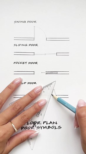 here’s how to draw some common door symbols on a floor plan a helpful book to read is Architectural Graphics by Francis Ching :) #floorplan #floorplans #doors #architecture #interiordesign #interiordesignstudent