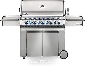 Napoleon PRO665RSIBNSS-3 Prestige PRO RSIB Natural Gas Grill, 665 sq.in. + Infrared Side and Rear Burners, Stainless Steel