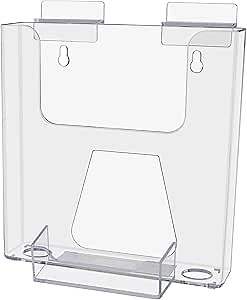 Marketing Holders 2 Pack SlatWall Mount Bifold Brochure Holder with 3.5" x 2" Attached Business Card Pocket for 6.5" W Pamphlet Maps Menu Display Literature Printed Material Clear Acrylic