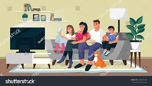 Family Watching Tv Living Room Father Stock Vector (Royalty Free) 1569465229 | Shutterstock
