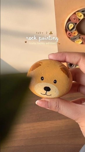 Rock painting part 2 teddy bear 🧸 #diy #rockpainting #teddy #decor #paperweight #fyp #foryou #cozy