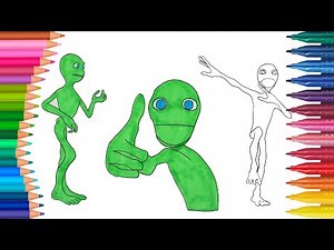 Grün Alien Neu Tanz | Ausmalbilder | Kleine Hände Malbuch