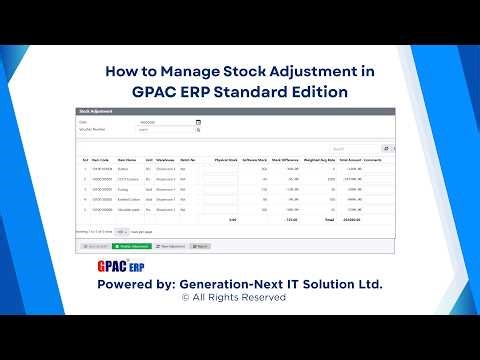 How to Manage Stock Adjustment | User Training | GPAC ERP Standard Edition