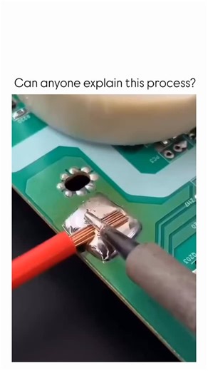 Global Trending Reels on Instagram: "This instagram reel depicts soldering insulated wires to a printed circuit board (PCB) by applying flux paste to remove copper oxidation, heating with a soldering iron, and allowing tin-lead solder to flow into holes for a secure electrical connection. Flux functions as a chemical cleaner, with rosin-based varieties dissolving metal oxides via acidic resins, improving solder wettability and joint strength, as supported by electronics manufacturing standards f