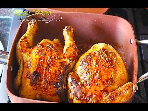 Cornish Hen Cooked In Copper Chef Pan On Gas Stove | Cooking Chicken Without Oven