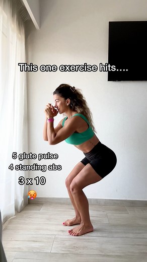 332K views · 1.3K reactions | Ladies, keep your legs in a narrow squat and really push your glutes back. Remember to breathe out ‍ to maximise your abs in the workout—perfect for a quick session 掠. You'll be surprised how much it works your arms too!Let me know if you give it a try! Mama to mama  #GlutesAndAbs #FullBodyWorkout #KimmyFitness #HomeWorkout #FitnessForWomen #oneexercise #bodyweight #bodyweightworkout #hotelworkout | Kimmyfitness | Facebook