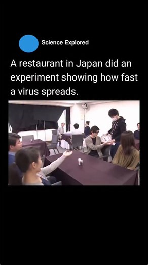 🧠 on Instagram: "A restaurant in Japan conducted a demonstration to show how quickly germs can spread through everyday interactions. In the experiment, one participant’s hand was coated with a fluorescent substance to simulate germs. After 30 minutes of dining, sharing utensils, and moving around the restaurant, the substance had spread to plates, door handles, food trays, and several other guests. The spread became clearly visible under UV light. The demonstration shows how easily microorganis