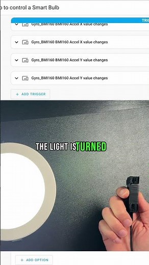 Home Assistant demo automation with a DIY Gyro BMI160 smart sensor & a smart light