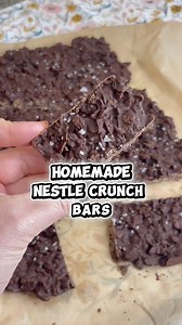 🍫 Homemade Nestle Crunch Bars If you love candy bars you’ll love these! 🍫creamy chocolate and crispy rice cereal satisfies your sweet tooth quickly! 3 cups semi sweet chocolate chips 2 tbsp peanut butter or coconut oil (can also use canola oil, sunflower butter, almond butter or even cookie butter) *See tip below 1 1/4 cup Rice Krispies cereal Sea salt Melt the chocolate and peanut butter (or oil) together in the microwave in 30 second increments. This should only take a minute or 2, don’t let
