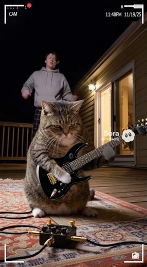 Jamming with his favorite drum machine pedal, the BeatBuddy 2🔥 #drummachine #cat #musicgear