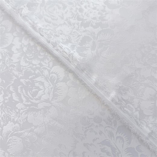 White Lightweight Floral Damask Fabric – 60" Width – Sold by Yard - Etsy