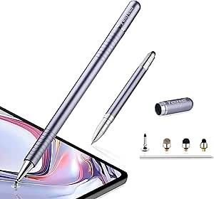 Stylus Pen for Touchscreen Switch, Penyeah 3 in 1 Magnetic Disc/Rubber/Hard Mesh Tip Capacitive Stylus,Universal High Precison Stylist for All Phone Tablet Touch Screen Games-Gray