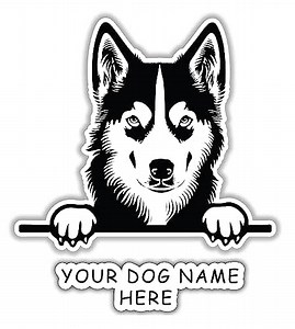Customize Pet Sticker Decal With Your Dog Name | Custom Drawn Pet Decals For Your Car, Truck, SUV, Window, Laptop, Water Bottles, Phones And Wall 5 Inch (husky)