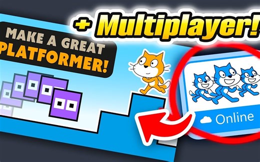 创建你自己的云平台跳跃游戏！使用Scratch教程 第四集【熟肉】griffpatch