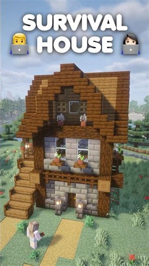 Survival Spruce House in Minecraft 🪓 #minecraft #shorts