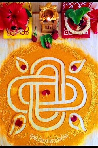 Beautiful Kolam Art Using Haldi Powder 🌺