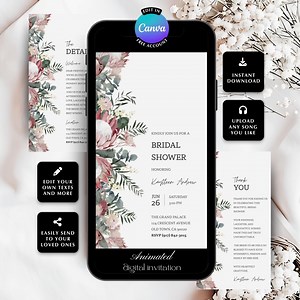 Protea & Eucalyptus Bridal Shower Invitation: Elegant Floral Design (digital Template) - Etsy