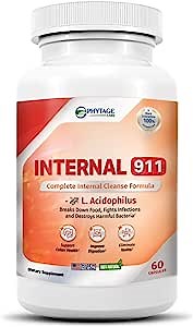 Internal 911 Colon Cleanse Detox Supplement - Natural Laxative Cleanser Removes Toxins for Better Digestion and Radiant Skin - 60 Capsules