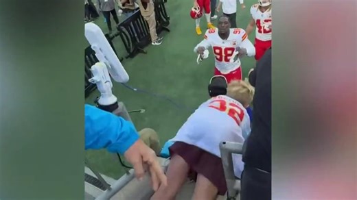 Video shows Chiefs player Tershawn Wharton catch child who fell from stands after game