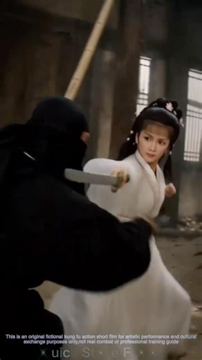 Wuxia Kung Fu! White-Clad Female Swordsman vs Black-Clad Masked Man, Epic Sword Duel! #kungfu