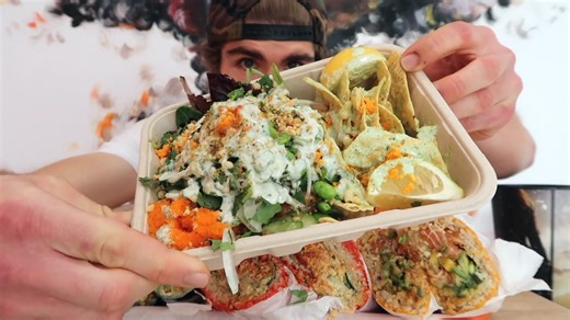 Man vs giant sushi burrito