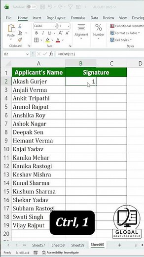 ✍️ Auto Generate Signature Lines in Excel | Super Easy Trick ✒️ #excel ‪@GlobalComputerWorld‬