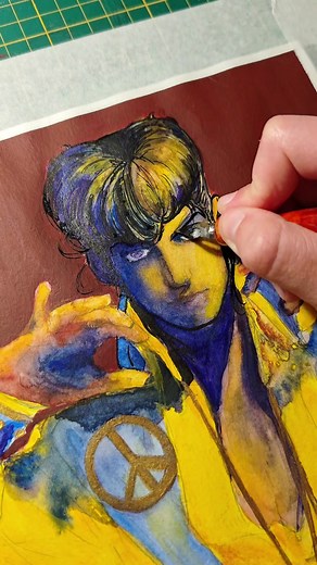 Josuke Higashikata watercolor ink tutorial