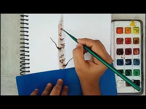 Tree Trunk with Watercolor | Watercolor Painting | Easy tree stems in watercolour
