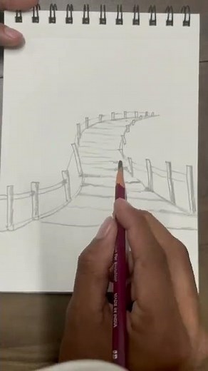 Landscape sketching with perspective #artoftheday #art #sketching #landscapedrawing #natureart