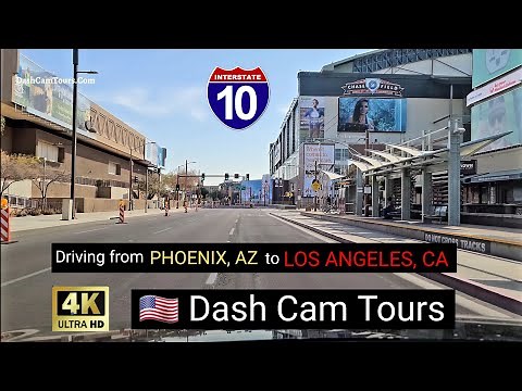 Driving from Phoenix, Arizona to Los Angeles, California on Freeway I-10 Dash Cam Tours 2020 4K