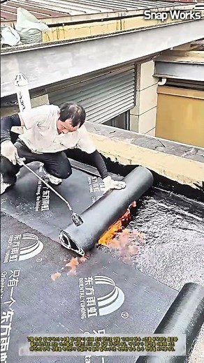 누수 차단 기술: 토치 램프를 이용한 옥상 방수 시트 밀착 시공 방법 #worker #process #waterproofing #roofing #diy