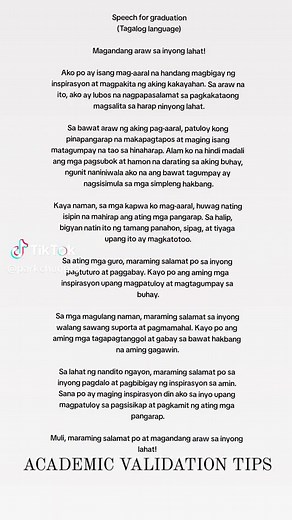 [Tagalog speech fo y’all graduating]#speech #academicvalidation #fypシ #foryoupage
