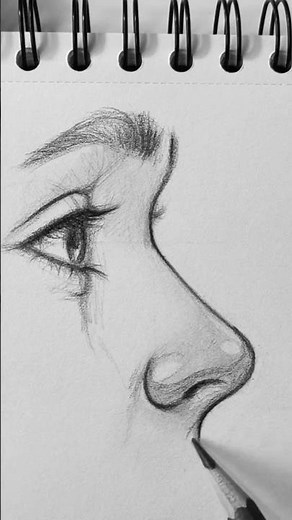 🤩 Realistic Side View Girl Face ✏️ | Smooth Shading Eyes & Nose Tutorial 🔥 #shorts