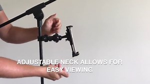 Macally Tablet Holder for Mic Stand, iPad Music Stand or Mic Stand Phone Holder with Strong Hold - 360° Rotating iPad Microphone Stand Mount - Fits iPhone, Any Device Between 3.5” to 8” Wide