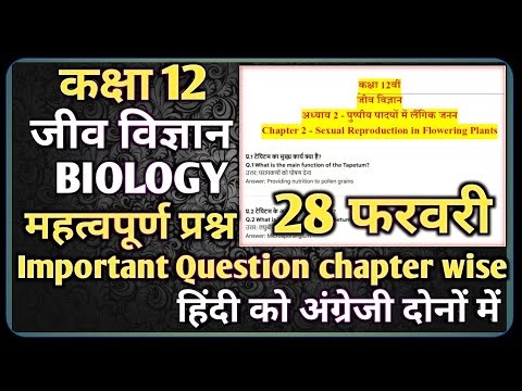 RBSE Class 12th Biology Important Questions Chapter Wise 28 February 2026।। RBSE Class 12th Biology