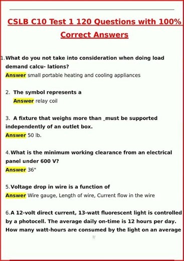 Cslb C10 Test 1 120 Questions Latest Actual Questions And Ve video