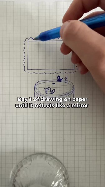 Das 1 of drawing on paper until it reflects like a mirror🪞#paper #mirror #reflexion