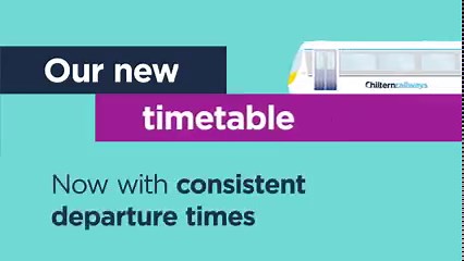 Now in place, our new timetable includes consistent, easy-to-remember departure times every hour throughout much of the day. Find out more at chilternrailways.co.uk/may23timetable | Chiltern Railways