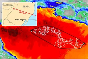 World's biggest lightning bolt 400 miles wide across Brazil caught on satellite