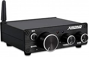 Bluetooth Amplifier Stereo Audio Amplifier Receiver 4 Channel Class D Mini Hi-Fi Integrated Amp for Home Speakers 50W x 2 Black(with Power Supply)