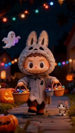 Labubo Halloween All the candy was given #labubu #labubuviral #labubucartoon