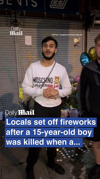 Locals set off firework tribute after 15-year-old boy was killed when car hit him