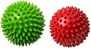 Therapist's Choice® Pack of 2 Spiky Massage Balls, Hard & Soft Combo, Stress Reflexology, Porcupine Sensory Ball Set