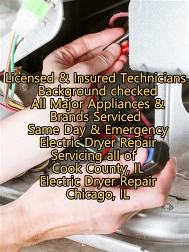 Electric Dryer Repair Chicago, IL 630 454 7692