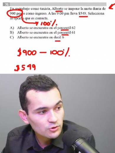 ¿Ya estudiaste el tema de medidas de posición? En el Exani II es común que te pidan calcular un decil, un percentil o un cuartil. Te recomiendo visitar mis redes sociales para que domines a fondo este tema #exani #exani2 #exani2024 #examendeadmision #profecristian