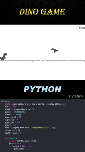 Create DINO Chrome Game using python #shorts #coding #python