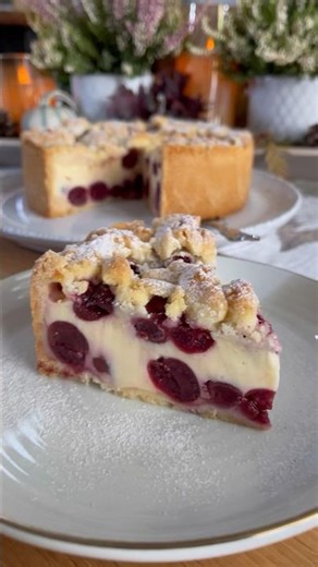 🍒Pudding-Schmand mit Kirschen und Butterstreusel #pudding#thermomix #cake #baking