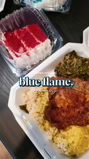 blue flame is officially back open! so you know i rannnn to get a taste ✨💙😭 for sure a big variety of southern dishes! that catfishhh? fyeee 🔥 📌 5214 e fowler #blueflametampa #tampafoodie #tampafood #tampasoulfood #blueflame